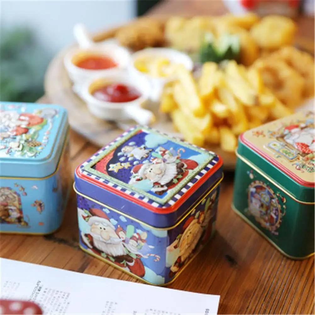 

12PCS Candy Box Christmas Small Square Box Tin Packaging Gift Box For Candy Baking Biscuit