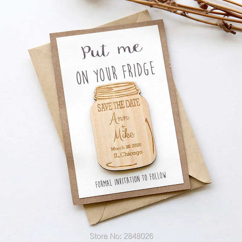 Rustic Wedding Mason Jar Save the Date Magnet Unique wedding favor | Дом и сад