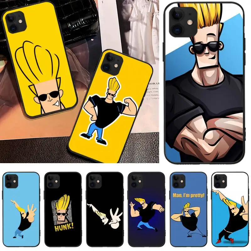 

Cartoon Johnny Bravo Phone Case Black TPU Soft For IPhone 12 11 PRO MAX X XS XR 6S 7 8 PLUS SE Cases Cover