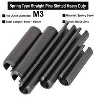 100pcs50pcs m3x4mm60mm spring type heavy duty straight pins slotted spring steel black zinc plated gb879 din1481