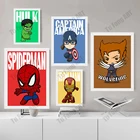 Настенная картина из мультфильма Marvel Мстители, рисунок на холсте, супергерой, Железный человек, Человек-паук, аниме постер и печать картин, украшение для дома
