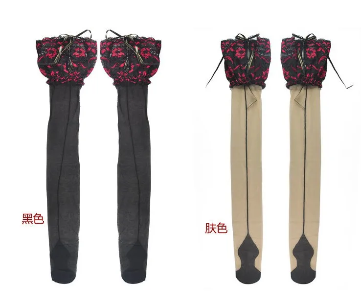 Пикантные женские широкие кружевные силиконовые высокие чулки с золотистым