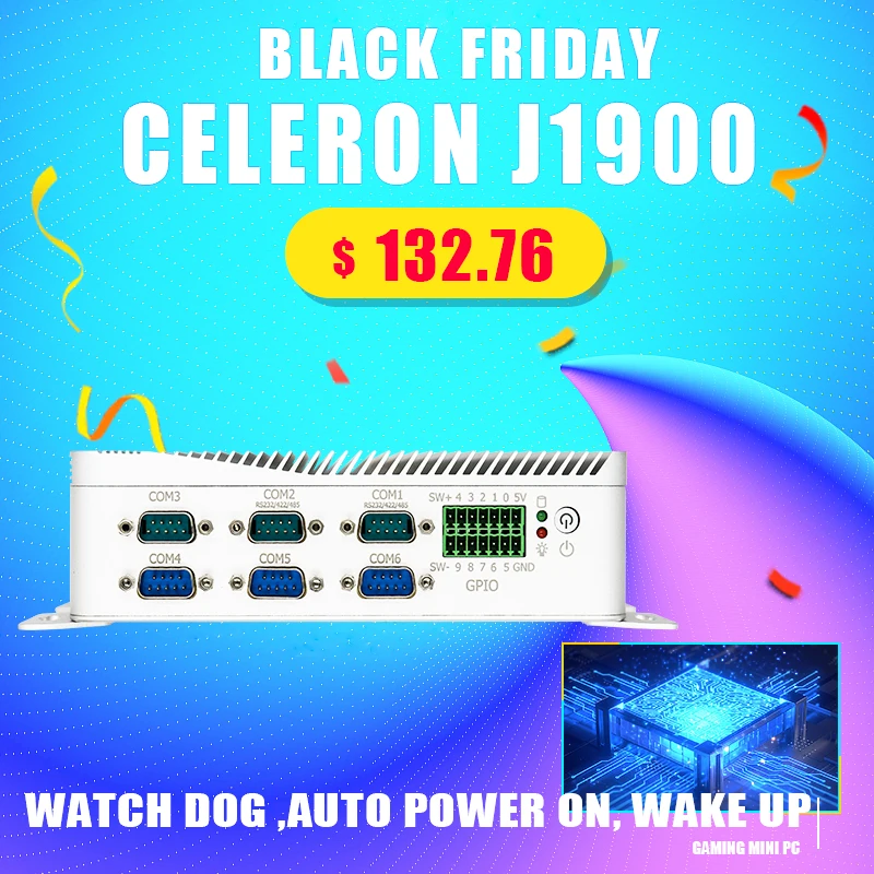 Мощный мини настольный компьютер безвентиляторный промышленный ПК двухъядерный