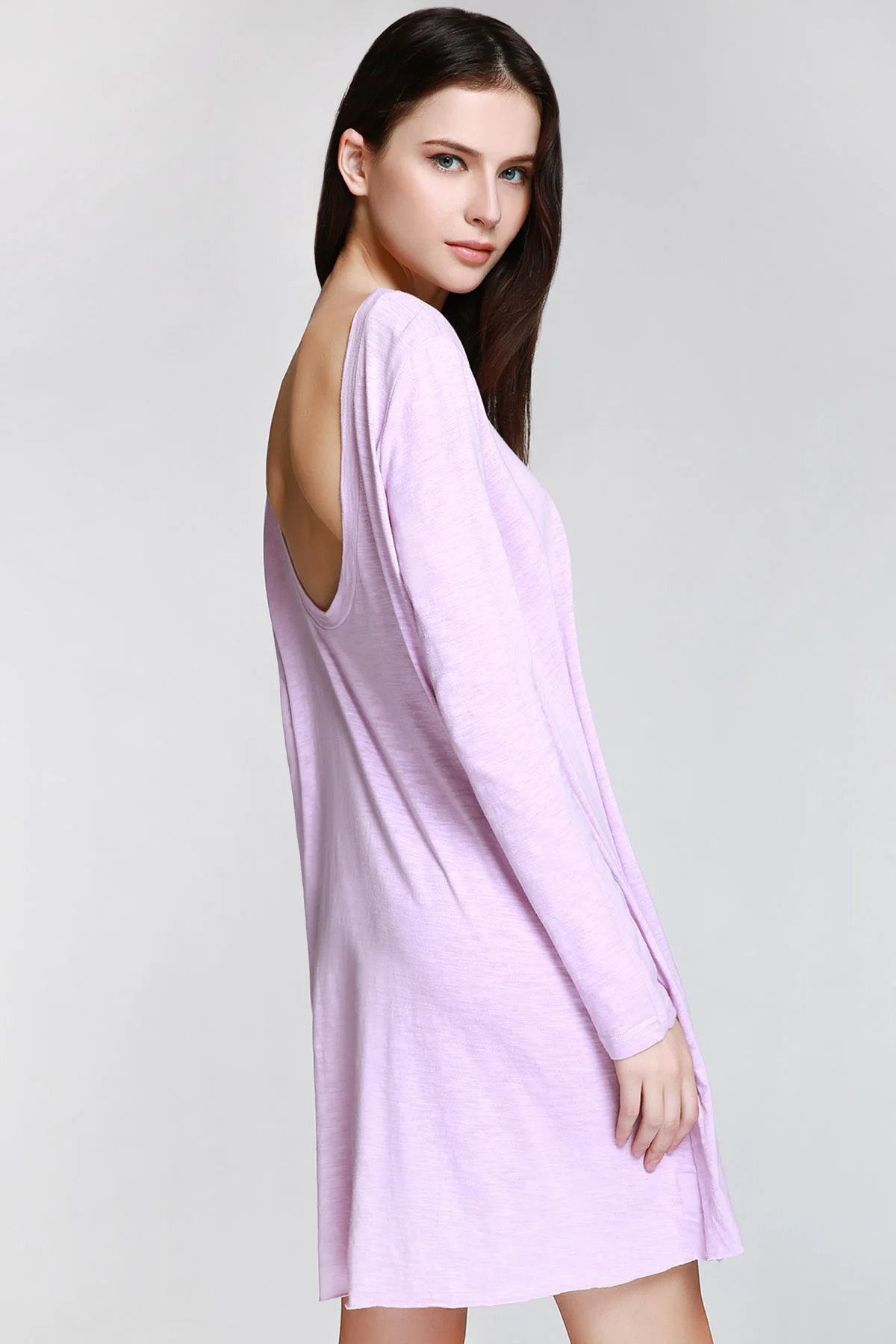 ZAFUL осеннее женское свободное платье повседневное фиолетовое мини с овальным