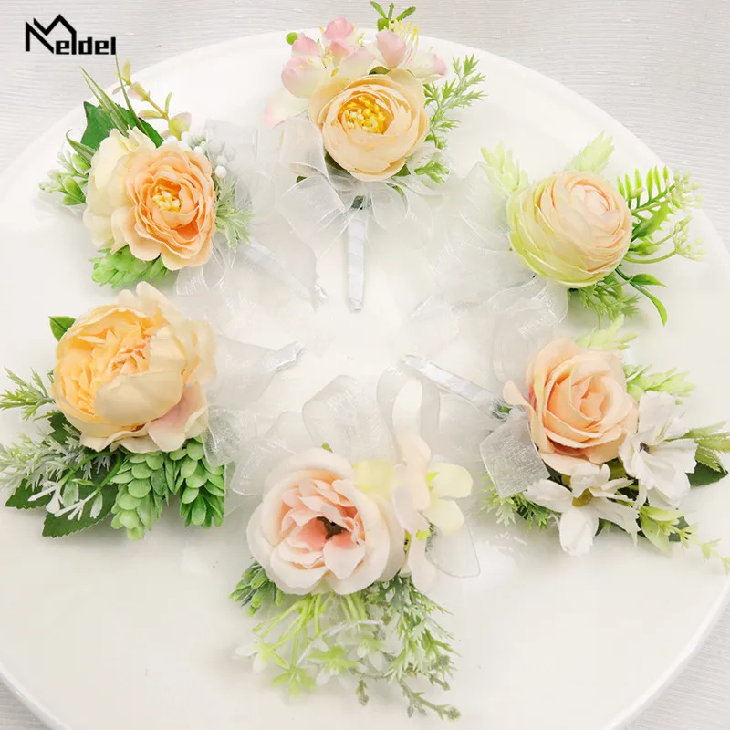 Свадебная бутоньерка для жениха Шелковая Роза украшение свадьбы наручный