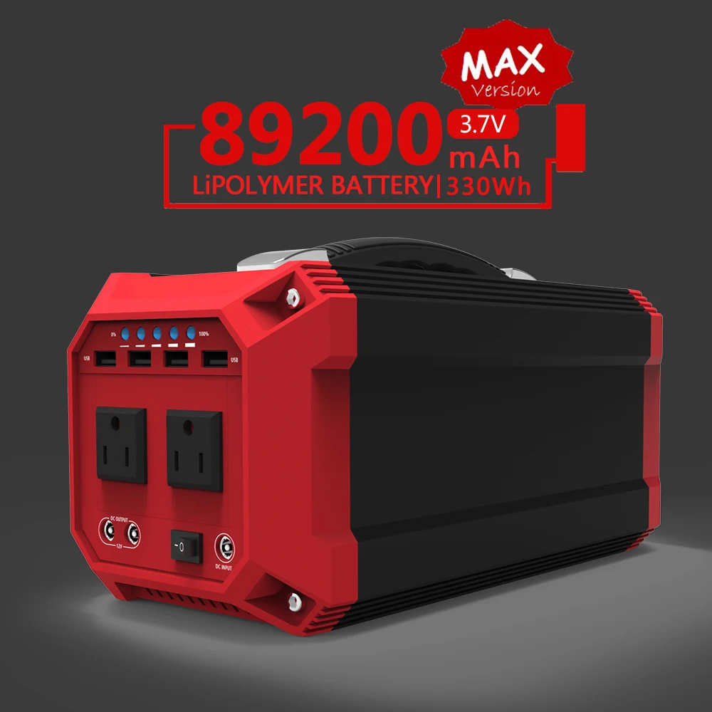 

330Wh/89200mAh Portable Power Station 110V 220V AC Power Bank Solar Generator UPS Battery Charge For Digital Cameras Tablets Etc
