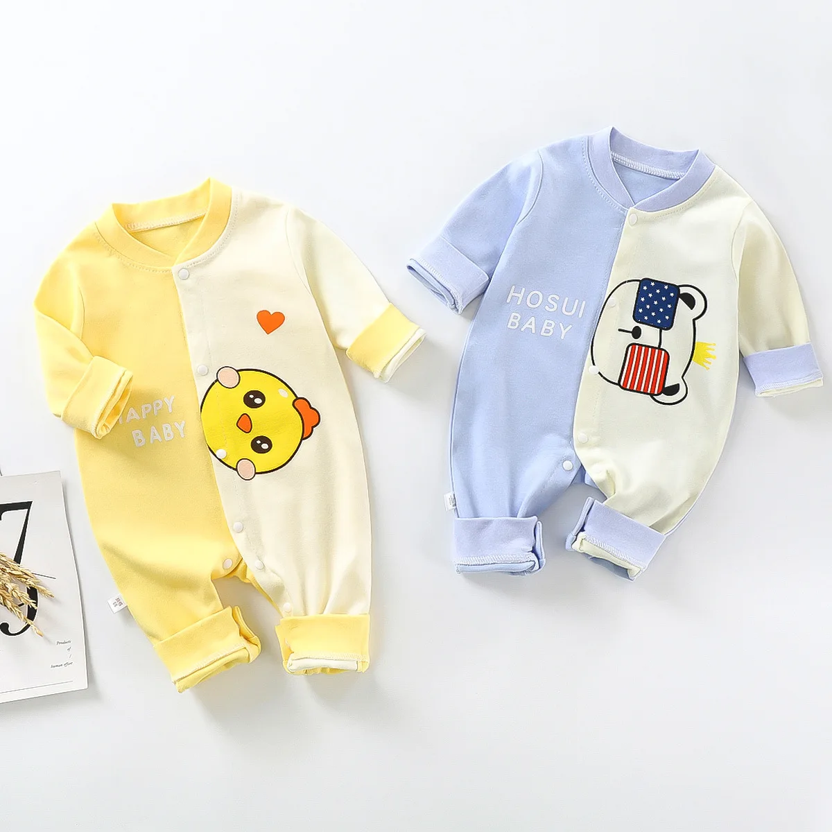 

Children's Baby One-piece Clothes New Long Sleeve Pure Cotton Newborn Ha Clothes Baby Climbing Clothes