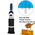 Ручной рефрактометр для мёда 3-в-1 для измерения влажности меда, шкала Брикса и Боме БРИКС, диапазон измерений 58-90%, тестер рефракции влаги сахара