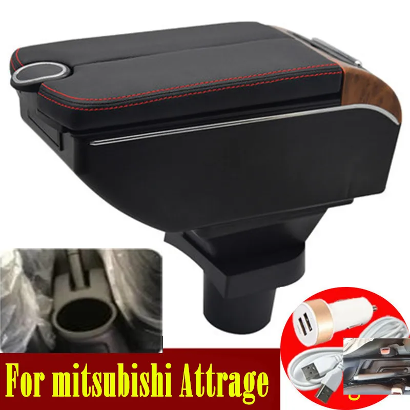 Для mitsubishi Attrage подлокотник коробка двойные двери открыть 7USB центр консоль для