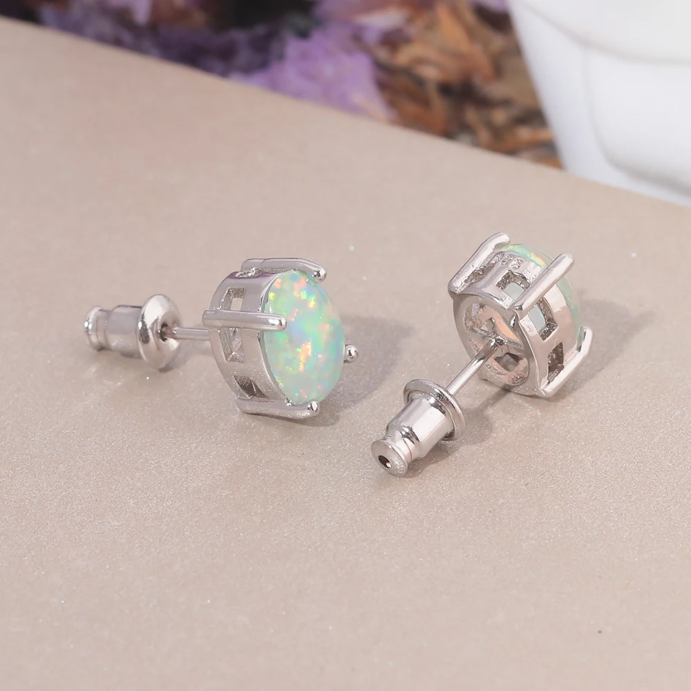 Женские серьги-гвоздики с опалом 9 х7 мм | Украшения и аксессуары