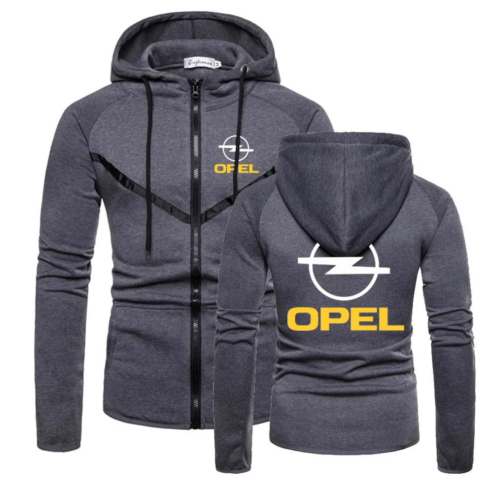 

New OPEL Brand High Quality Wild Hoodies Men Zipper Fitness Sweatshirts Solid Color England Muscle Sportswear