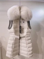 new golf warm down jacket for women slim fit long vest fox fur collar removable ladies golf vest