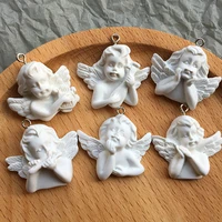 6pcslot 3d white wings angel resin charms pendants for necklace bracelets earrings findings diy jewelry making accessories