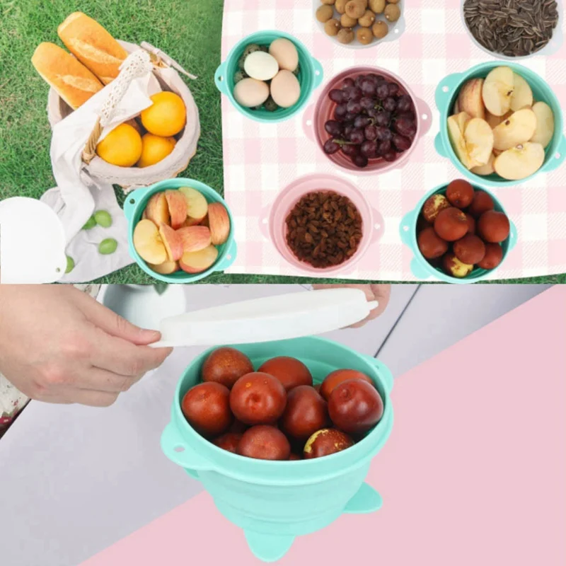 Складная Силиконовая миска с крышкой 720/1000 мл|Чаши| |