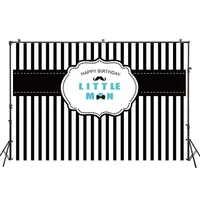 happy birthday little man backdrop first birthday photograph background party banner black white stripes poster mural decoration