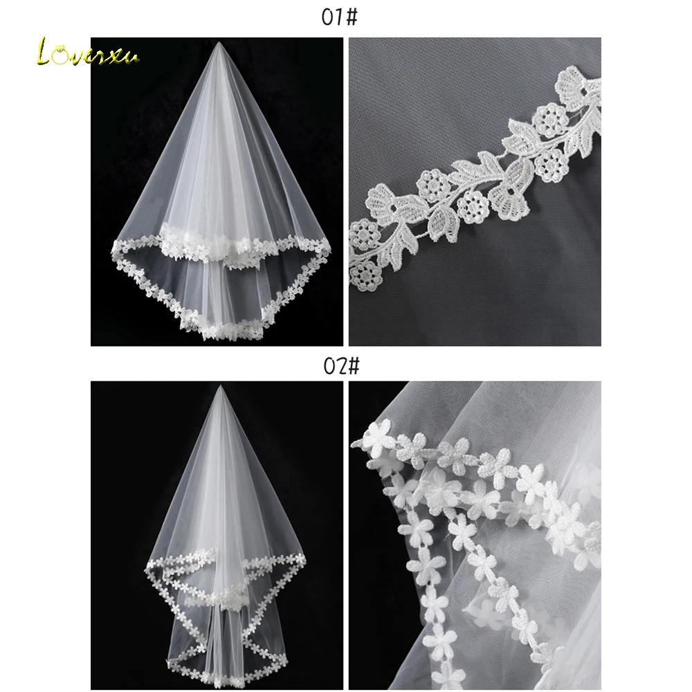 Loverxu Романтические свадебные аксессуары элегантная аппликация короткая фата