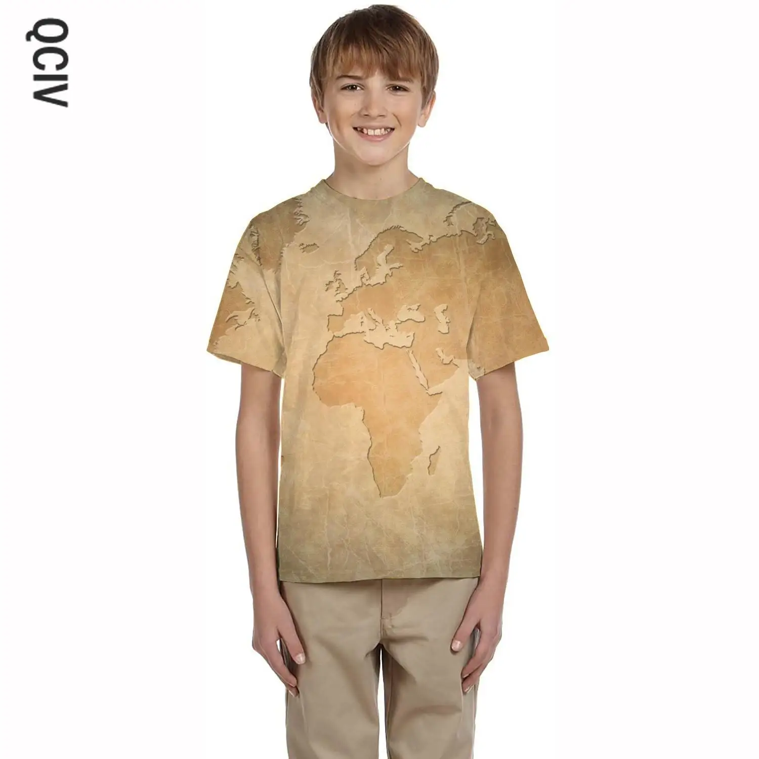 

QCIV Brand World map T-shirt boy Retro Tshirts Casual Harajuku T-shirts 3d kids Clothing T shirts Printed Streetwear Big Size
