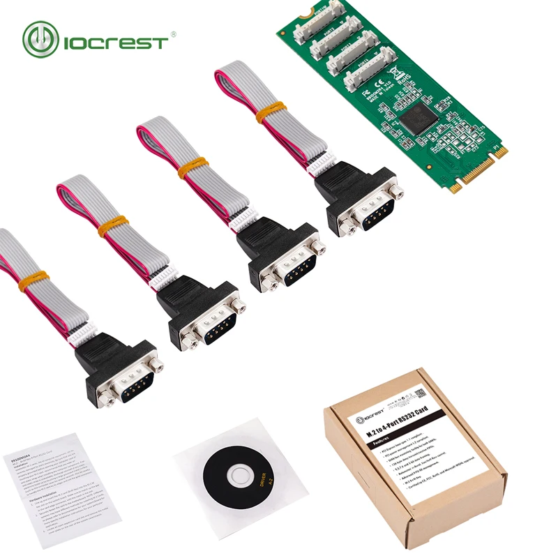 IOCREST добавить на карту M.2 ngff b Ключ и m ключ к 4 портам RS232 db9 карта mutil-последовательный порт контроллера