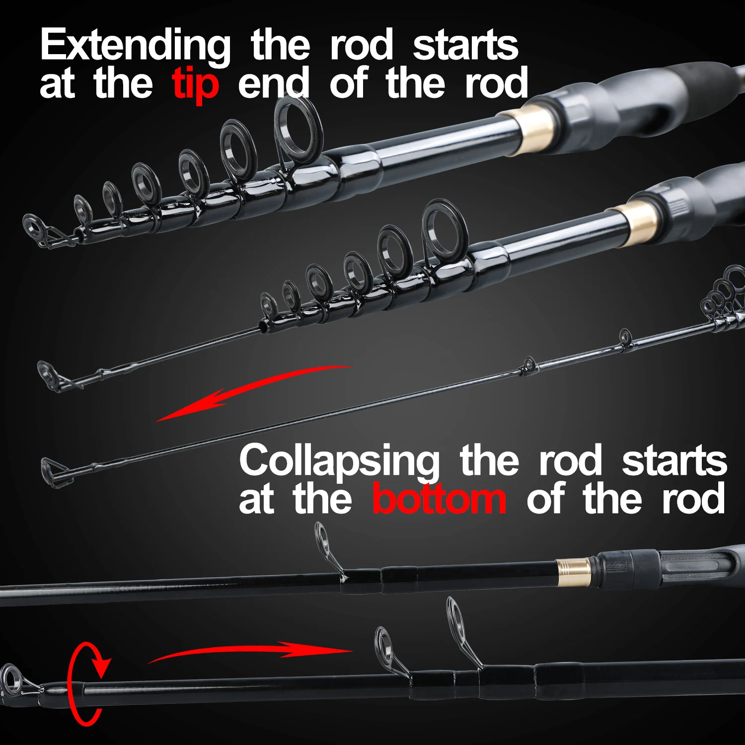 Рыболовная удочка Sougayilang телескопическая портативная из углеродного волокна для