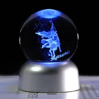 3d zodiac crystal ball 12 constellations glass globe home decoration sphere colorful led light horoscope ornament zodiac sign 3