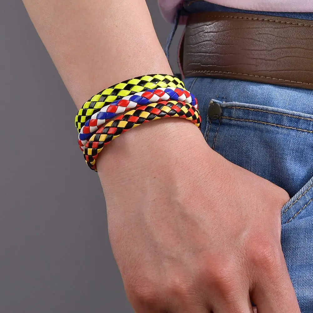 Мужской браслет в стиле бохо винтажный регулируемый кожаный Женская веревочная