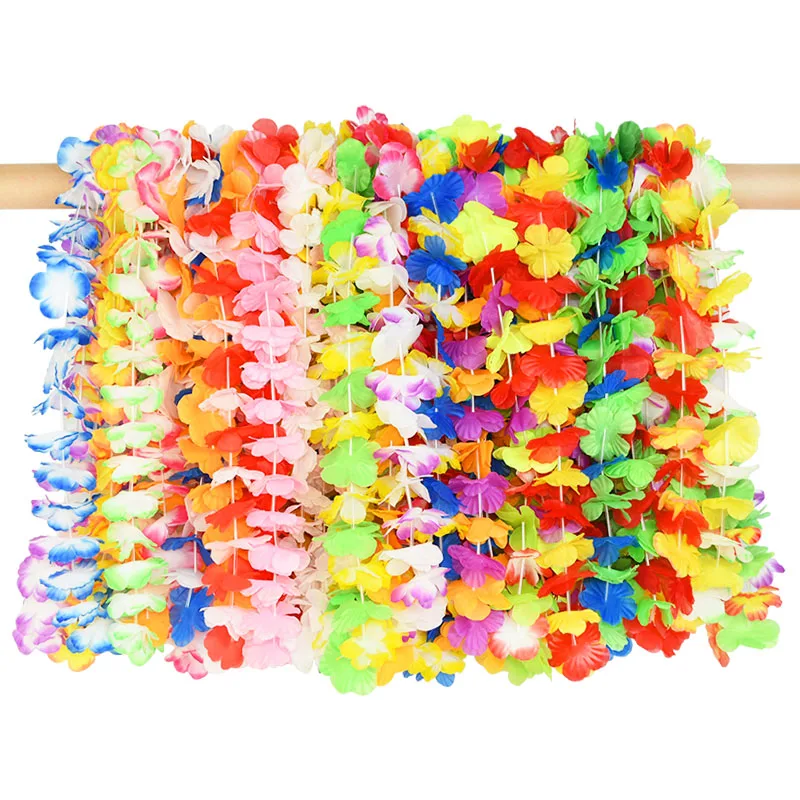 

Hawaiian Party Artificial Flowers Garland Necklace Headband Hawaii Beach Flower Wreath Summer Tropical Wedding Party Decorations