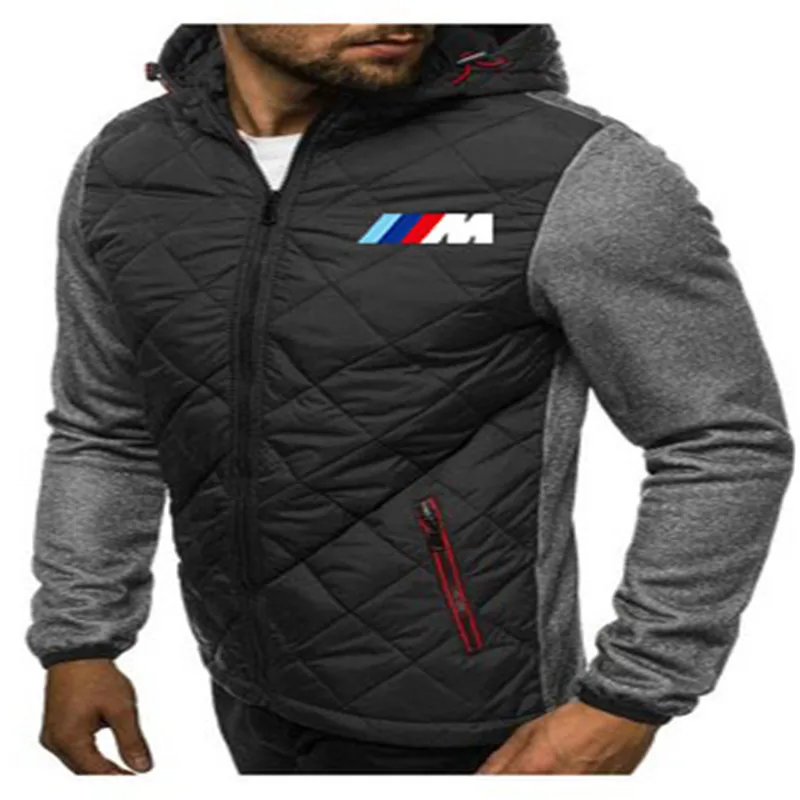 

2021 S printing Winter Jacket Men Lightweight Hooded Zipper Coat Windproof Warm Solid Color Fashion Male Coat Outdoor Sportswear