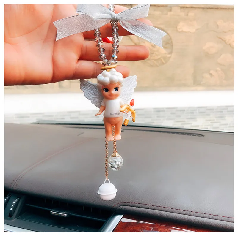 Cartoon Angel Doll Car Rearview Mirror Pendant Hanging Ornaments Auto Decoration Accessories Cupid Demon Unicorn | Автомобили и
