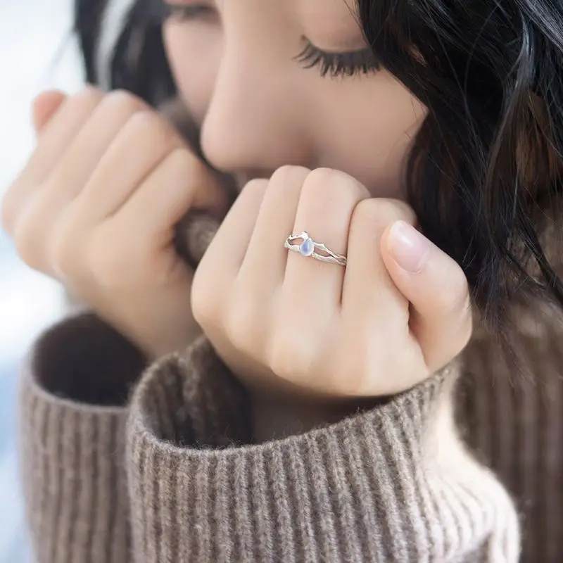 

S925 Silver Plated Van Gogh Starry Sky Open Lover Rings Band Romantic Jewelry