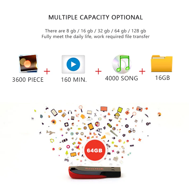 SanDisk USB флеш-накопитель 16 ГБ 32 64 Гб CZ50 Cruzer Blade 2 0 Флешка флешка для ноутбука |