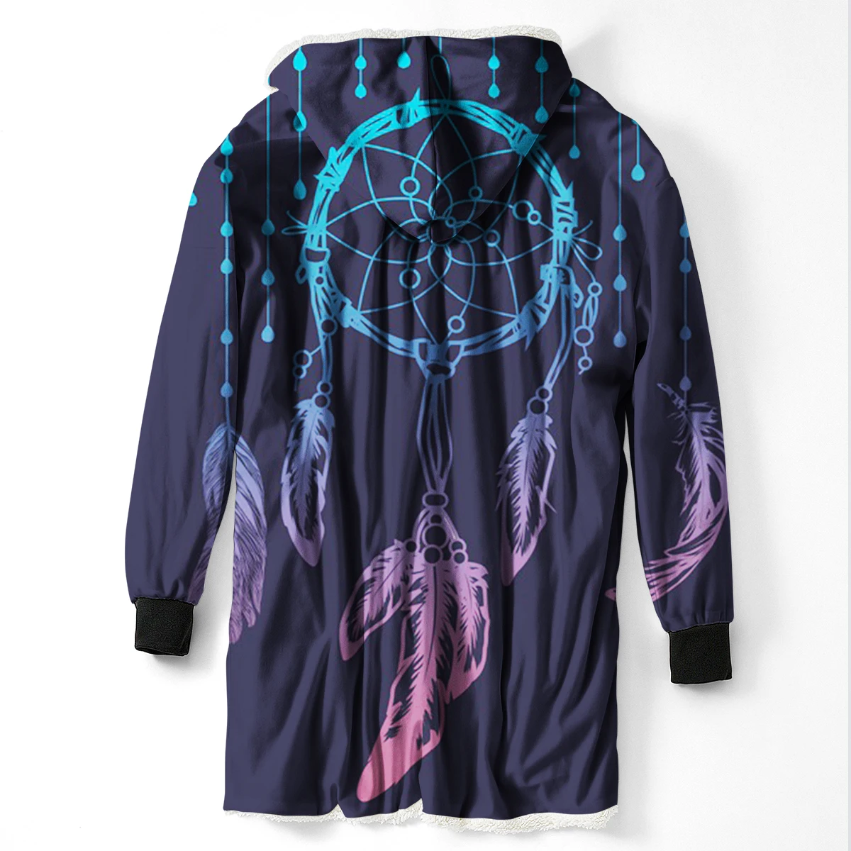 new brand 3D print custom design man's Sherpa coat loose long winter plus velvet jacket polyester hooded warm CL30