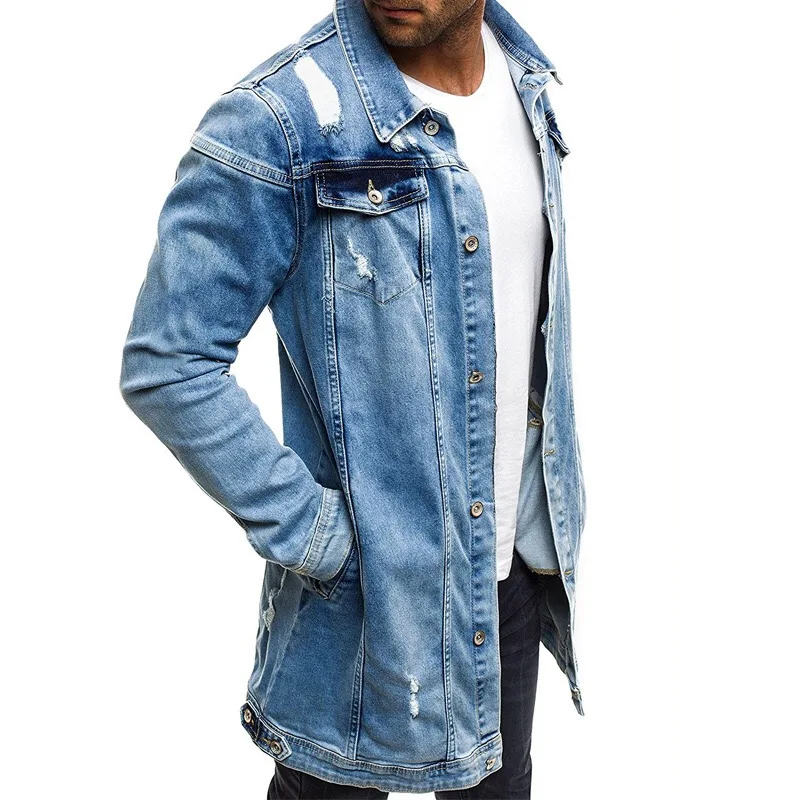Новинка 2021 Мужская модная длинная джинсовая куртка женская мужские куртки |