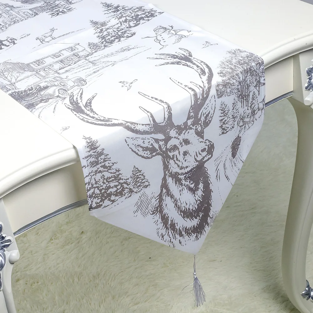 White Elk Рождественские украшения Ткань Скатерть Рождественская скатерть рождественские украшения для дома Navidad рождественские Вечерние - Цвет: White Elk