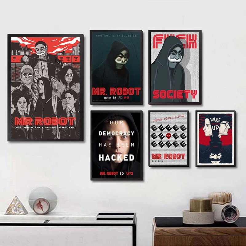 Плакаты MR. ROBOT кино-стикеры Настенные белые мелованные бумажные принты | Наклейки декоративные -4001031118821