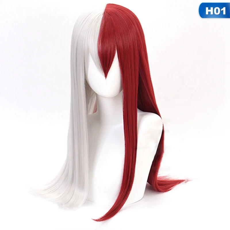 

My Hero Academia Todoroki Shoto Women Long Wig Cosplay Costume Boku No Hero Academia Red And White Hair Halloween Party Wigs