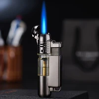 creative personality metal transparent gas cylinder butane torch windproof inflatable lighter cigarette accessories men gift