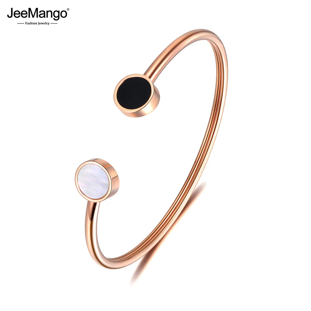 JeeMango браслет из нержавеющей стали белый и черный корпус цвета розового золота