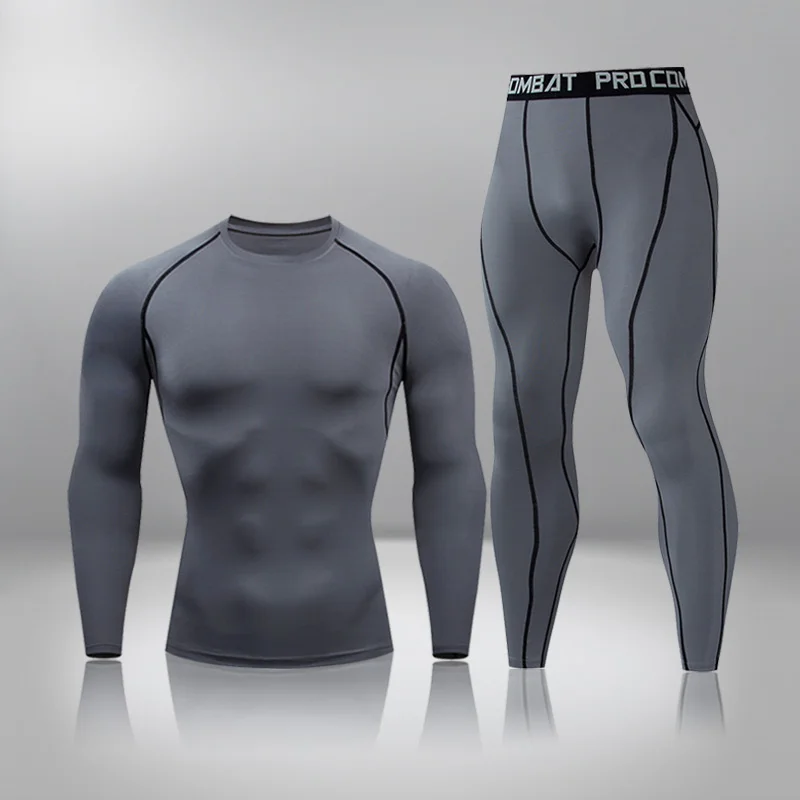 

Men's Gray Tight Sports Suit New Men's Warm Pants 2021 Gym Fitness Running Quick-Drying Pants Training Yoga Pants