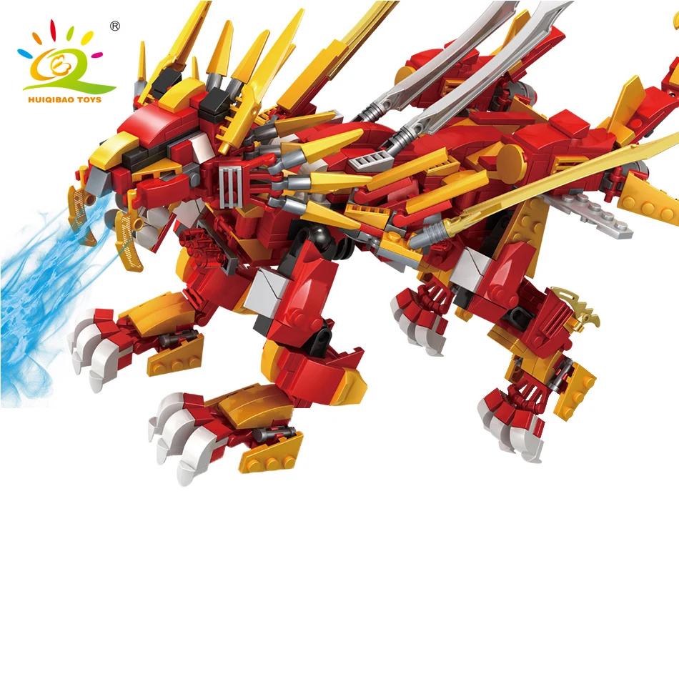 Игрушки-подарки 800 + шт. Ниндзя Летающий Огонь лев строительные блоки Совместимые