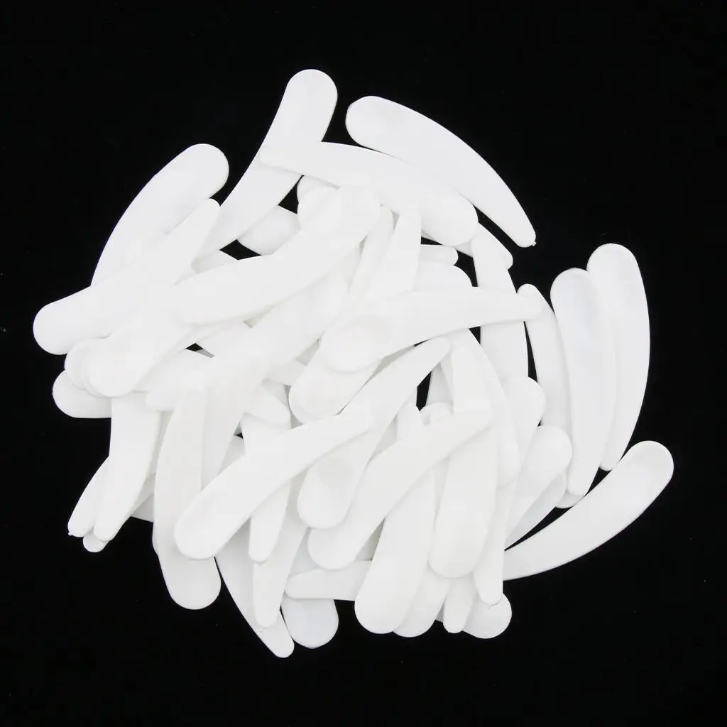 Pack of 50 Pcs White Mini PP Curved Cosmetic Spatula Facial Care Makeup Mask Plastic Spoons | Красота и здоровье