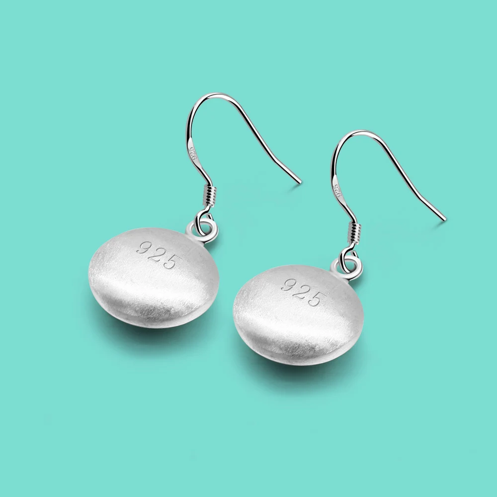 

Minimalist Women's 925 Silver Earrings Geometric Brushed Round Pendant Earrings Fashion Accessories Fine Jewelry Birthday Gifts