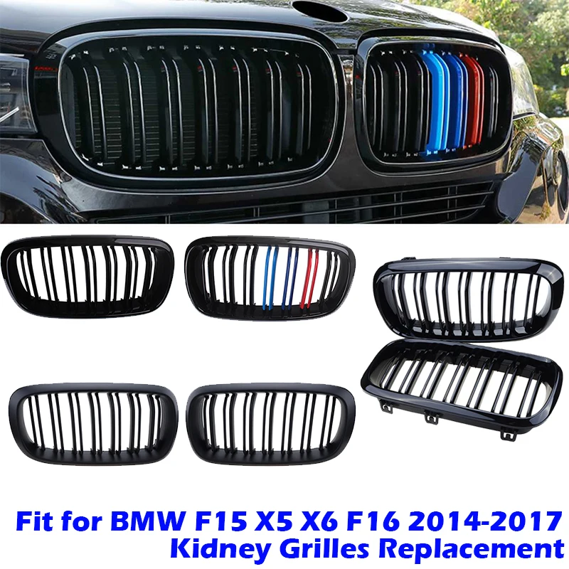 

Front Hood Kidney Grille Bumper Black Dual Grill Fit For BMW F15 X5 F16 X6 2014-2017 Car Accessories Replacement Part
