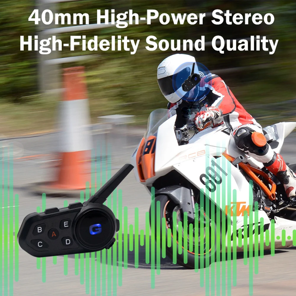 

S6 Motorcycle Helmet Headset Motorbike Wireless Bluetooth-Compatible 5.1 1200m Full-Duplex Intercom Headphones For 6 Riders Set