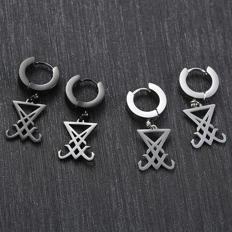 Vnox Sigil of Lucifer Длинные Висячие серьги для Для мужчин Нержавеющая сталь унисекс Brincos