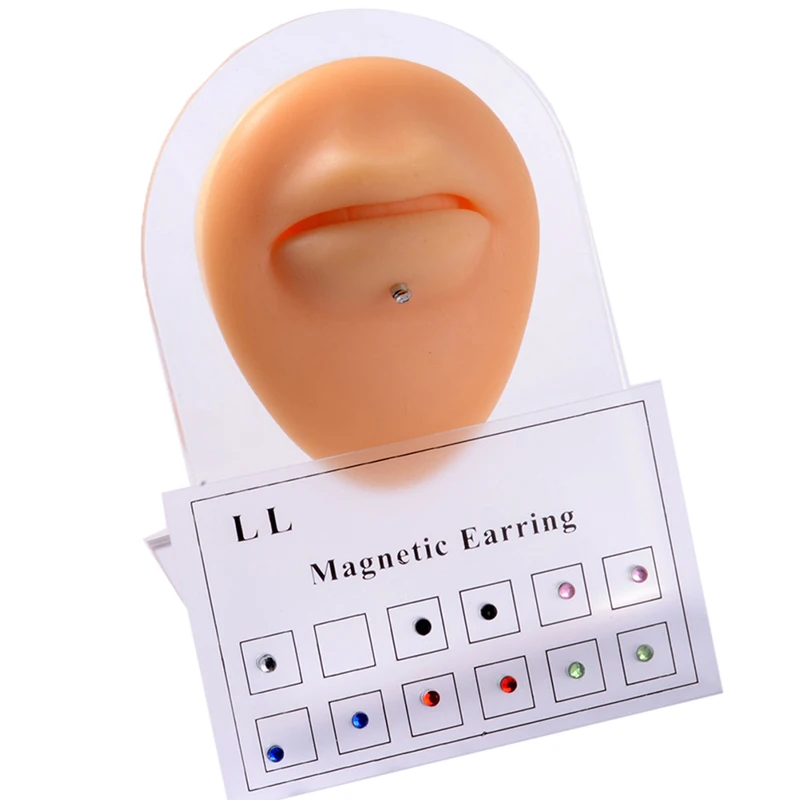 12pcs Fake Cheater Non Pierced Magnet Ear Tragus Cartilage Lip Labret Stud Nose Ring Jewelry Magnetic Earring