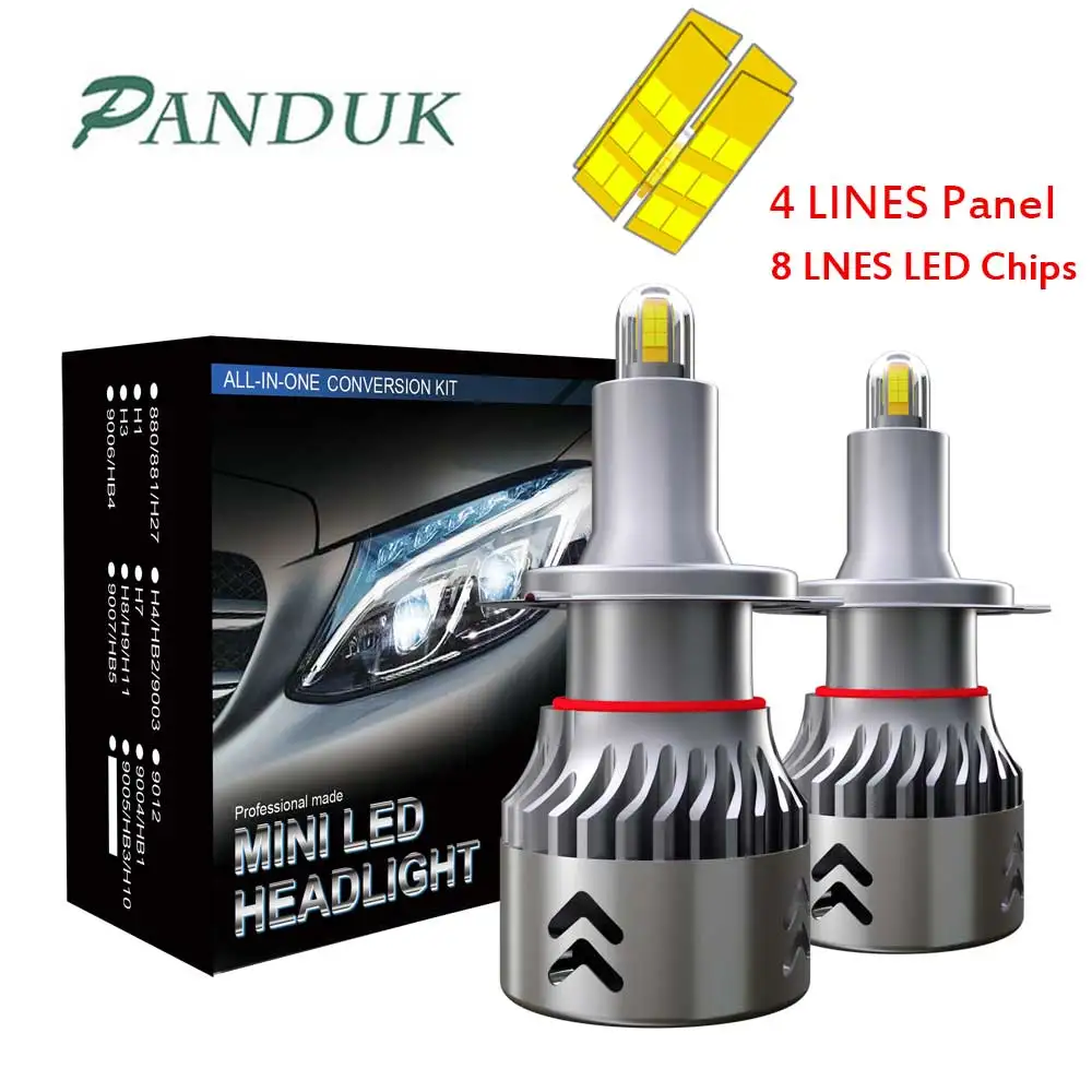 PANDUK 2 шт. огни автомобиля 8 граней 14000LM H8 H11 светодиодный свет H7 светодиодный фар H1 H3 9005 9006 чипов CSP лампы 6000 К Противотуманные фары 12V