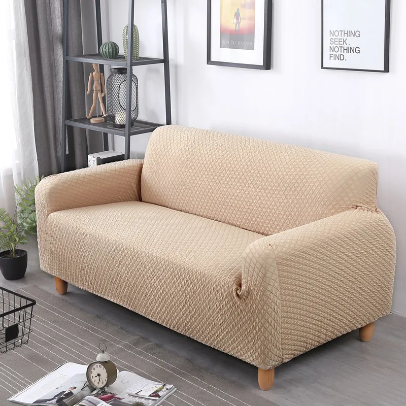 

High Quanlity Sofa Cover Knitted Cotton Slipcovers All-inclusive Couch Case For Different Shape Stretch Elastic Sofa Solid Color