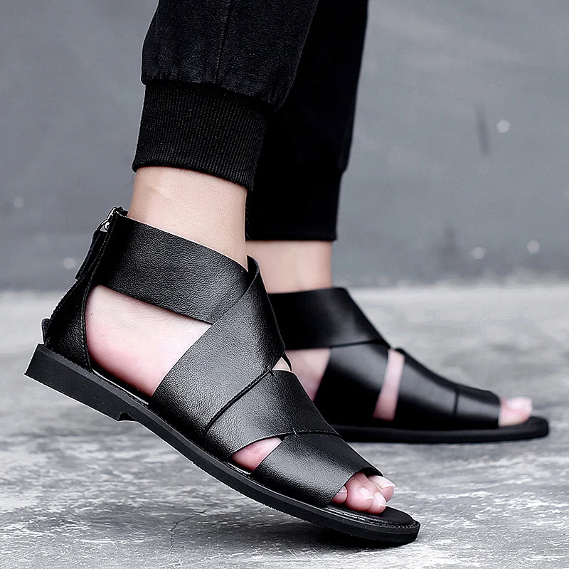 

Roman Sandals Men Summer Men's Sandals Outdoor Comfortable Casual Beach Shoes Genuine Leather Sandalias De Hombre High Quality