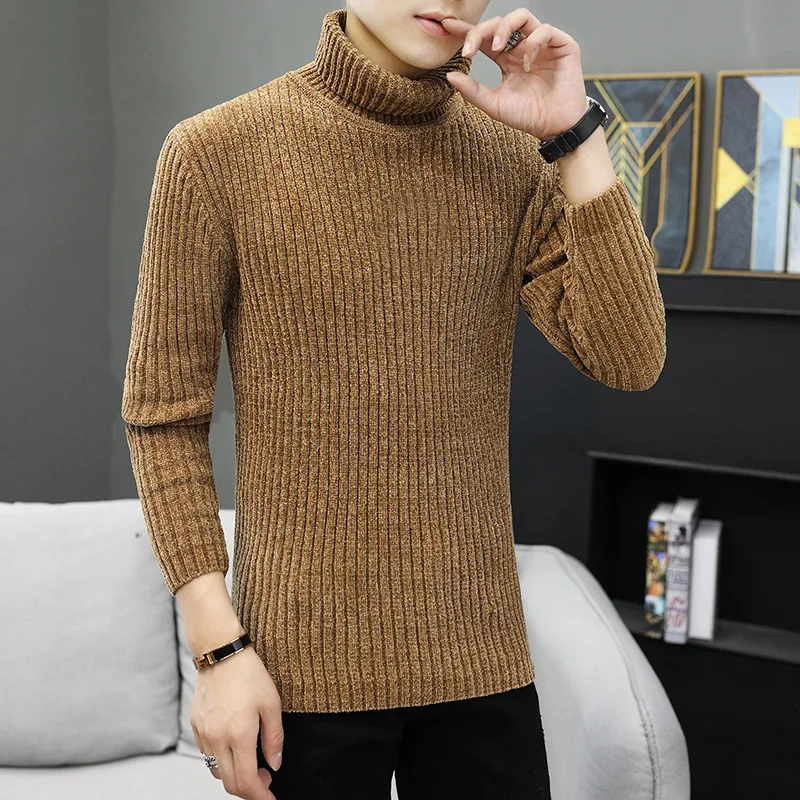 Men Sweater Autumn And Winter Daily Khaki Grey Black Long Sleeve Turtleneck Casual Pullovers Thick New Fashion Mens Sweaters