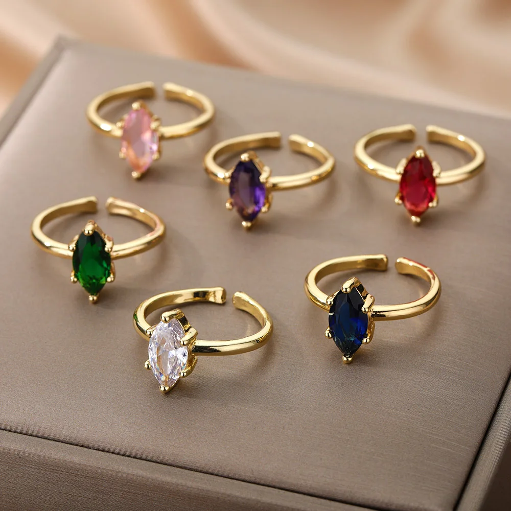 

1PC New Simple Crystal Heart Wedding Ring For Women Vintage Zircon Geometric Open Finger Ring Female Engagement Jewelry